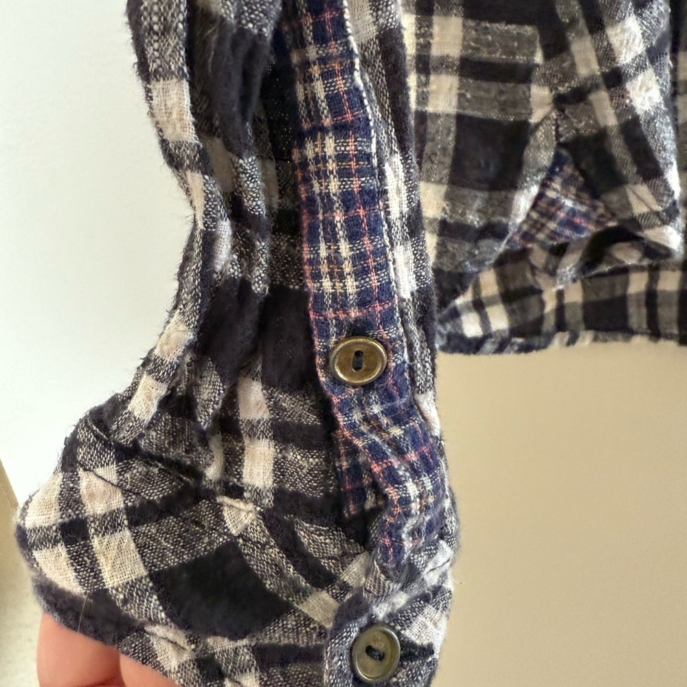 Free People Catch Up With Me Plaid Black Combo in Size XS - Picture 9 of 14